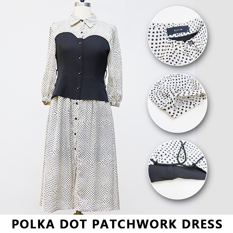 2022 new polka dot patchwork dress advanced temperament waist slimming dress