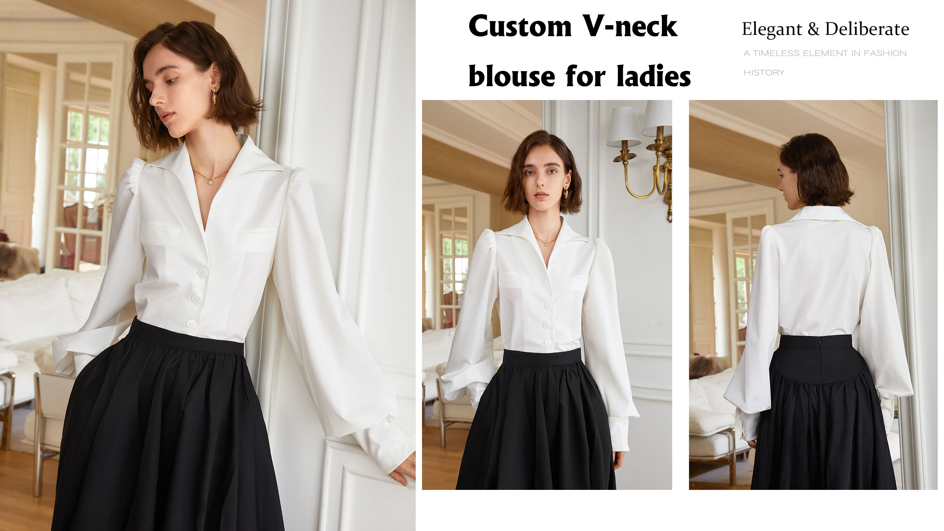 Custom V-neck blouse for ladies