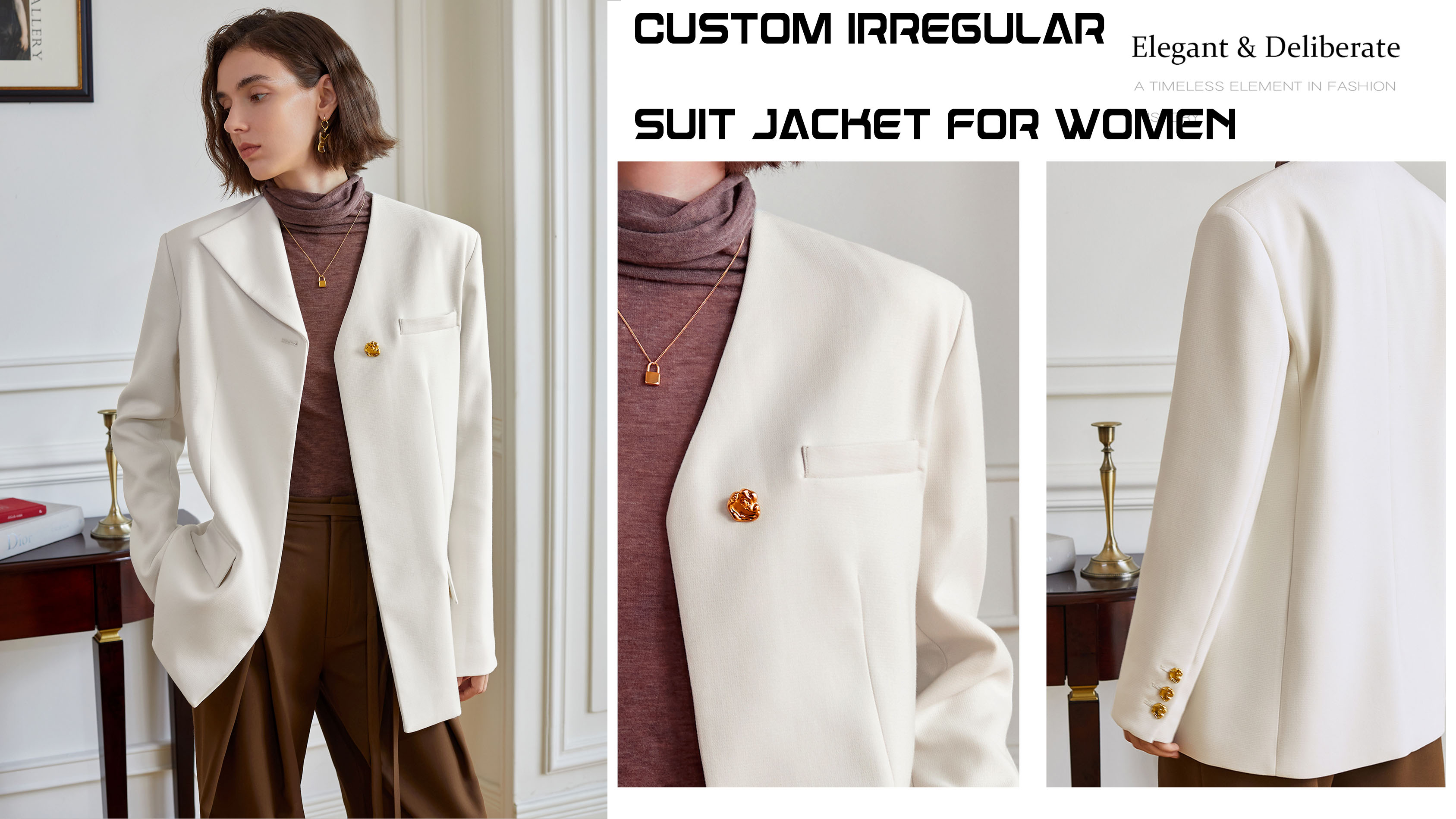 Custom irregular suit jacket for women