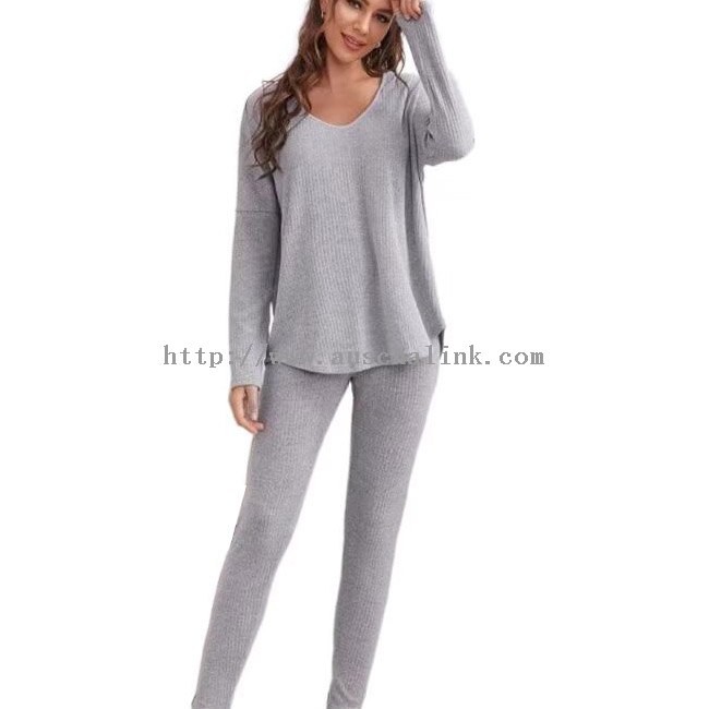 Custom Gray Casual Home Wear Pajamas Set