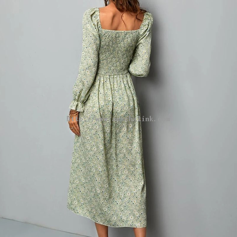 OEM Manufacturer Rose Gold Evening Dress - 2022 Summer Flower Parallel Crepe Seam Flounces Sleeve A-line Casual Dress for Women – Auschalink