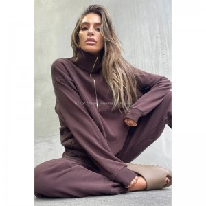 Cotton Brown Sweatshirt And Trousers