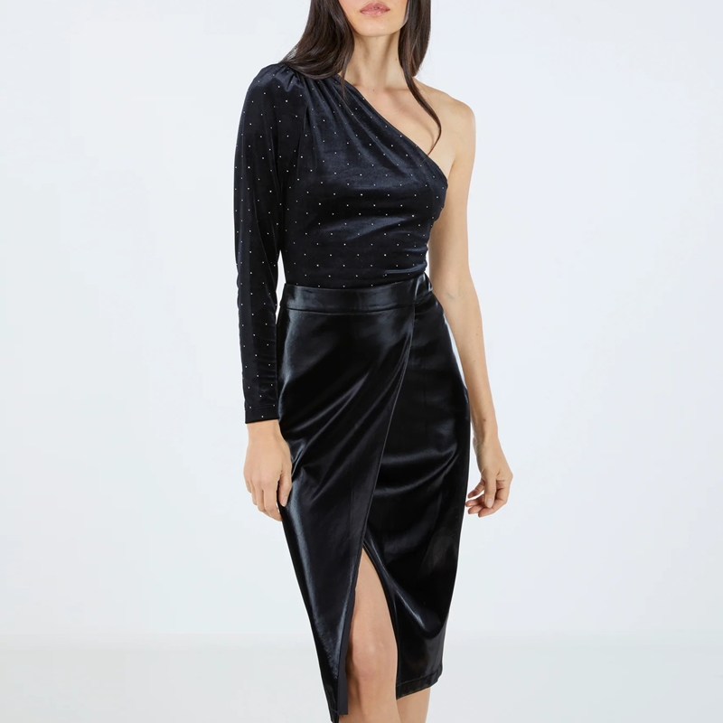 Popular Design for Casual Comfy Outfits - Custom embroidered autumn and winter dress elegant evening black party women velvet dress – Auschalink