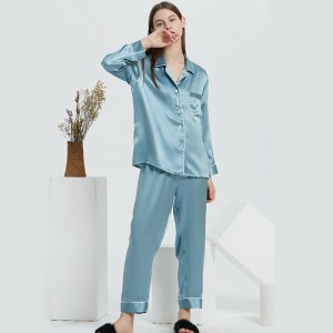 Custom Silk Long Sleeve Pajamas 2-Piece Set Home Wear