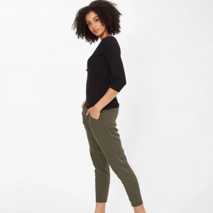 Army Green Stretchy Pants For Pregnant Women