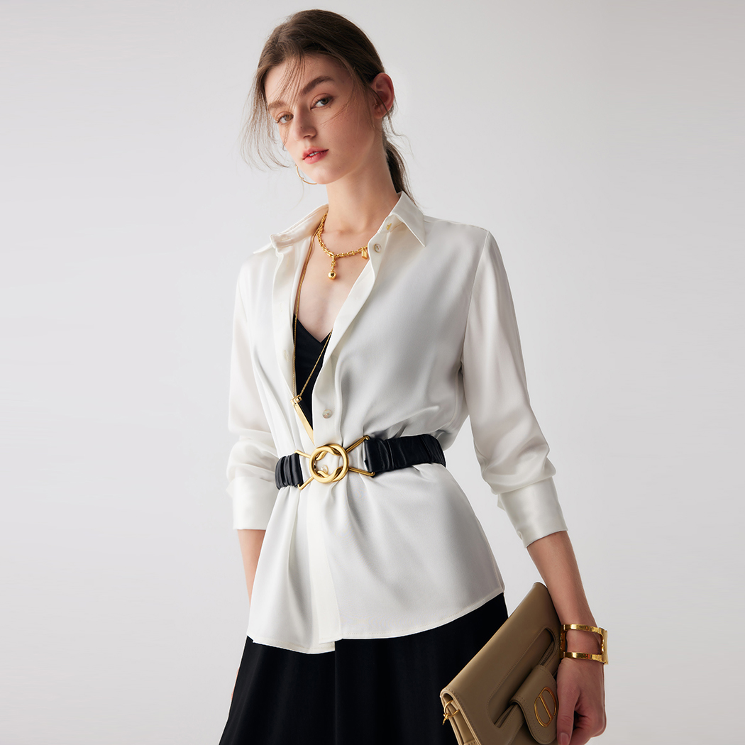 Custom Satin White Simple Shirt Top Women