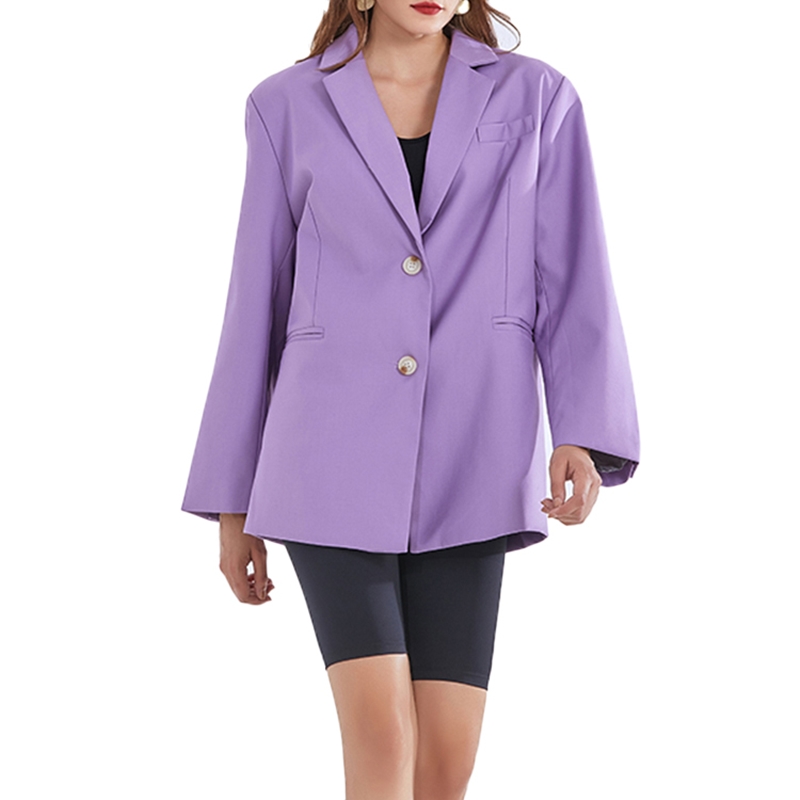 Purple Women Solid Color Casual Blazer