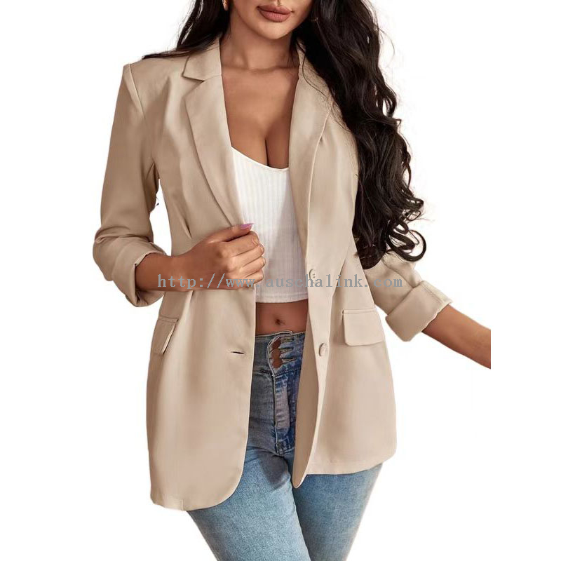 Dress And Jacket Outfit - Custom Solid Color Lapel Single Breasted Elegant Professional Blazer for Women – Auschalink