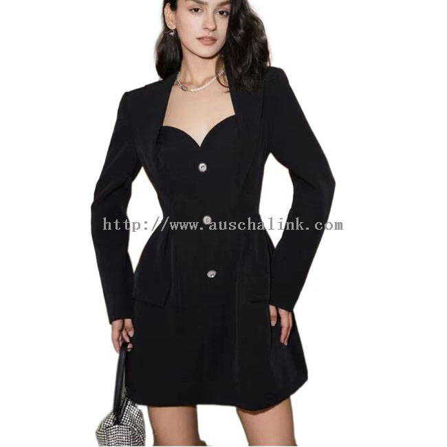 Black Sexy Long Sleeve Button Pocket Dress