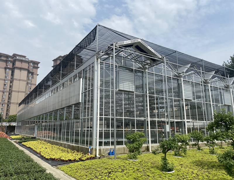 High end intelligent control Venlo glass greenhouses With full top open windows