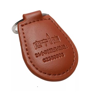 Luxury Leather RFID tag Smart NFC Leather Key fob for Club acess control entrance