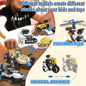 161 sztuk 8 w 1 motyw policyjny nakrętka śruby montaż zestaw pojazdów klocki samochodowe dzieci edukacyjne STEM DIY zabawki dla dzieci chłopców