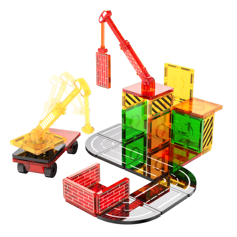 32pcs Engineering Magnetic Tiles Toys Magnet Splicing Excavator Crane Truck Building Blocks