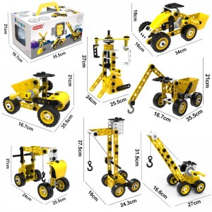 100 adet 8 In 1 ayrı araç oyuncaklar mühendislik inşaat kamyonu oyuncak kök vida ve somun montaj seti DIY yapı kiti çocuklar için Boys