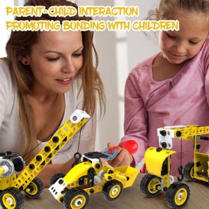 100PCS 8 In 1 Take Apart Kendaraan Mainan Teknik Konstruksi Truk Mainan Batang Sekrup dan Kacang Pasang Set DIY Kit Bangunan untuk Anak Laki-laki