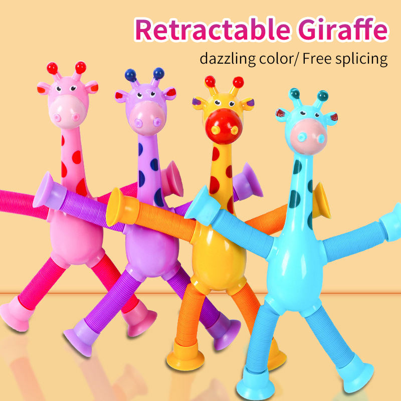 Hot Selling Cartoon Giraffe Stretch Suction Pop Tubes Taking the Russian Market by Storm