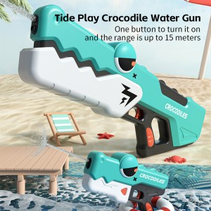 Summer Outdoor Green Cartoon Water Sprayer Pink Water Squirt Gun Plastic Electric Crocodile Water Gun Toy with Swimming Goggles