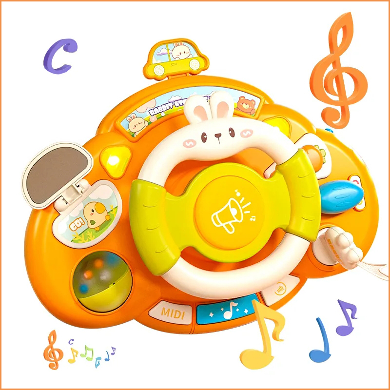 Музикална играчка с волан: Забавна интерактивна играчка за кола за малко дете