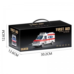 1:30 Scale Rc Escort Car Model Children Plastic 4 Channel Emergency Vehicle 27mhz Remote Control Ambulance Toy Truck for Kids