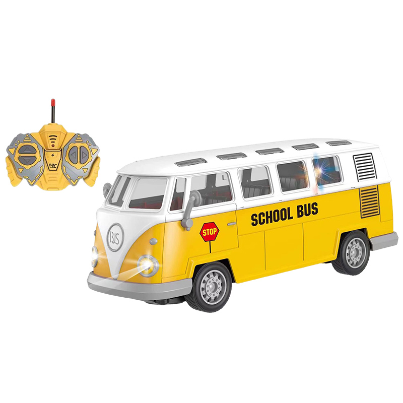 1:30 RC Vintage School Buses Kids Electric Urban Vehicles Toys 27Mhz 4CH Remote Control School Bus for Children Boys and Girls