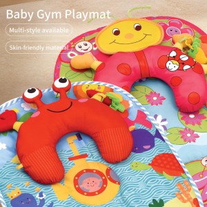 Infant Sleeping Carpet Mat Lie Crawling Playmat Multi Colorful Animal Patterns Baby Sensory Play Mat with Soft U-Shaped Pillow