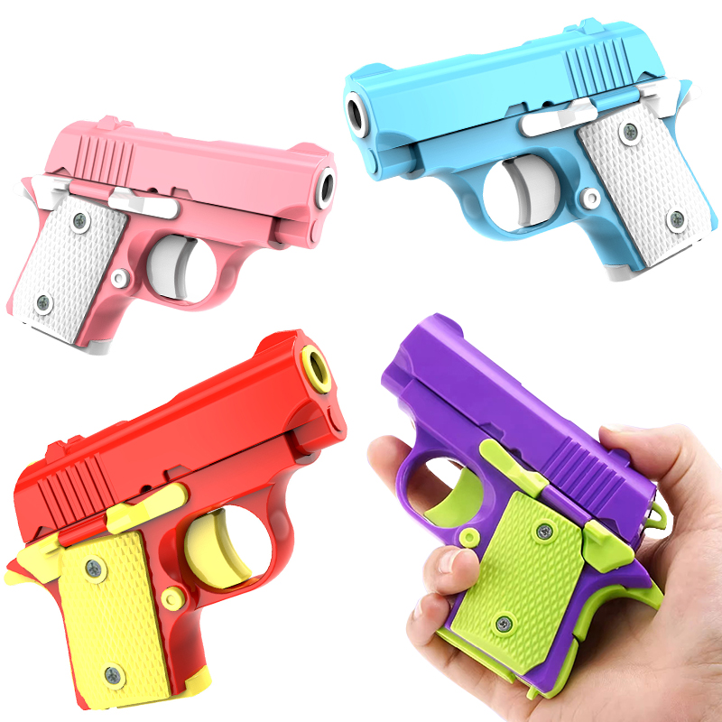 2023 Tiktok New Product Trend Decompression Toy 3D Printing Mini 1911 Pistol Novelty Fidget 3D Gravity Radish Gun Toy for Kids