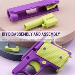 2023 Tiktok Nij produkt Trend Dekompresje Toy 3D Printing Mini 1911 Pistol Novelty Fidget 3D Gravity Radish Gun Toy foar bern