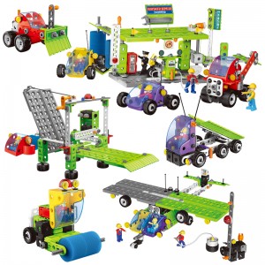 340PCS 10-in-1 Kids Gas Station Building Bricks STEM Learning Screw Disassembly Truck Car Plastic DIY Assembly Toys for Children
