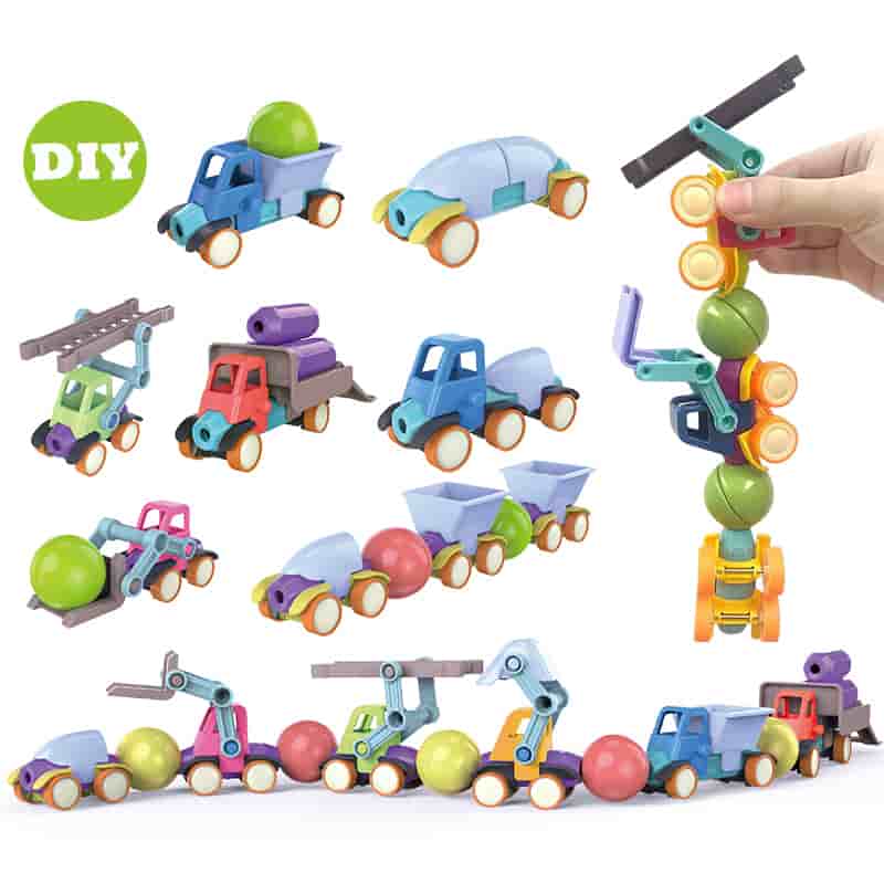 40/80/120PCS 3D Magnet Building Engineering Truck Set Kids STEM Educational Stick and Balls Magnetic Block Toys for Children