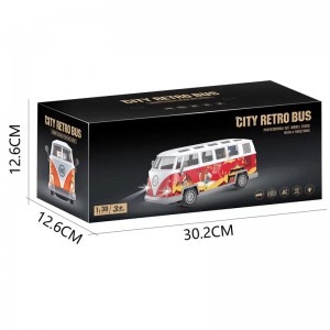 1/30 Electric Rc Retro City Bus Model 27Mhz 4 Channel Children Battery Operated Light Up Remote Control Bus Toy for Kids