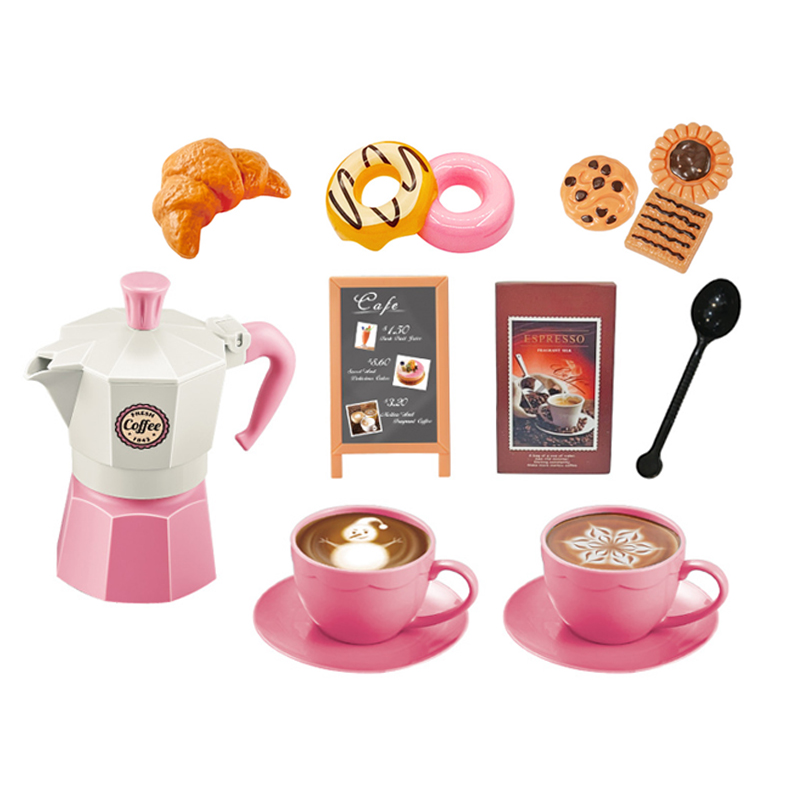 Play House Bread Toy Coffee Pot Coffee Cups Plates Set Toy Children Coffee Shop Barista Role-Playing Game