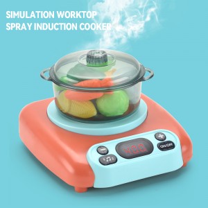 51pcs Pretend Play Music Light Spray Induction Cooker Simulation Tableware Kitchenware Kitchen Food Toy Cooking Set for Kids