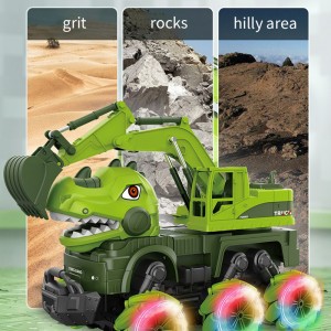 1: 14 Urban Construction Engineering Car Off Road Climbing Drifting Stunt Vehicle Kids R/C Dinosaur Toy Truck with Light & Music