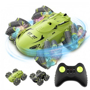 360 Degrees Rotation Remote Control Stunt Car Toy 6-channel Double-sided Flip R/C Drift Car with Colorful Light & Sound Effect