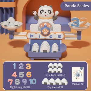 Educational Montessori Digital Cognition Math Learning Toys Number Rice Ball Weight Cartoon Panda Balance Scale Toys for Kids