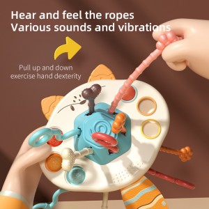Toddler Montessori Sensory Rope Pulling Game Infant Finger Movement Skills Development Interactive Fox Pull String Toy for Baby