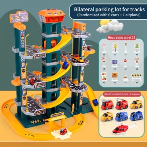 Big City Rail Building Garage Toys Kids Vehicle Play Set DIY Assembly Aircraft Car Race Track Parking Lot Toy for Boys & Girls