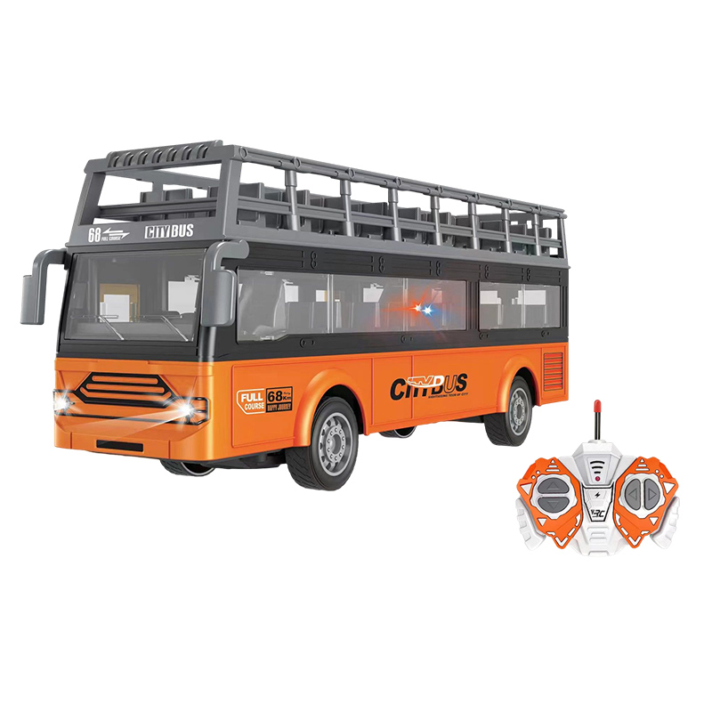 Open Door Urban Tour Truck Model Kids Plastic Electric Travel Car Toy 1:30 Remote Control Sightseeing Bus Light up Rc City Bus