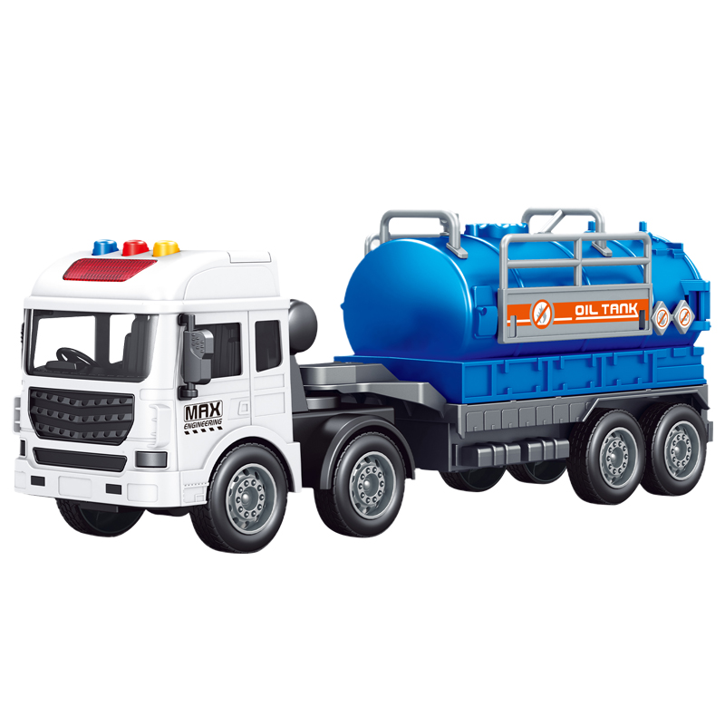 High Quality Boy Gift Plastic Inertia Musical Oil Car Kids Friction Oil Tank Truck Toy with Sound and Light