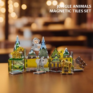Wholesale Jungle Animal Magnetic Tiles Toy Set Wild Animals Magnet Building Blocks for Kids