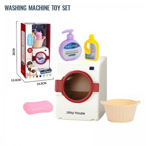 Kids Realistic Household Appliance Washing Machine Toy with Simulated Laundry Detergent Soap Laundry Basket