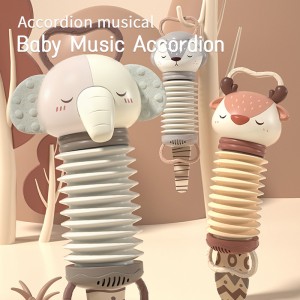 Baby Early Education Musical Toy Newborn Sleep Soothing Hanging Instrument Toy Cute Cartoon Elephant Elk Lion Accordion Toy