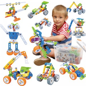 167PCS STEM 10 In 1 Models Flexible Building Toys Crew Plastic Screw and Nut Connecting 3D Puzzle Soft Blocks Play Toys for Children