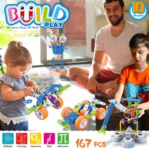 167 יחידות גזע 10 ב-1 דגמים צעצועי בניין גמישים בורג ואגוז פלסטיק יצירתי חיבור 3D פאזל בלוקים רכים צעצועי משחק לילדים