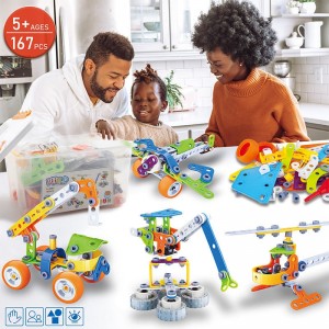 167 Buah Model STEM 10 In 1 Mainan Bangunan Fleksibel Sekrup Plastik Kreatif dan Mur Penghubung Puzzle 3D Mainan Blok Lembut untuk Anak-anak
