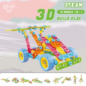 Blocs de construction de tiges en plastique pour enfants, 10 modèles en 1, 179 pièces, bricolage, écrou à vis, jouets de connexion à assembler