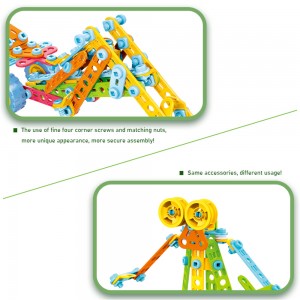 179pcs 10 ແບບໃນ 1 STEM Building Blocks Kids DIY Plastic Screw Nut Connecting Toys to Assemble