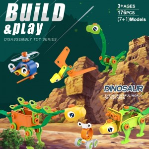 176 STK STEAM puslespilsblokke sæt multimodel DIY dinosaur samlingslegetøj Realistisk skovscene STEM Legetøj og byggesæt til drenge