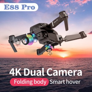 Foldable E88 Drone 2 Modes Remote Controller/ APP Control Aircraft Toy with Dual Camera 4K