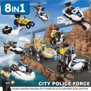 161 Buah 8-In-1 Kit Kendaraan Perakitan Mur Sekrup Tema Polisi Blok Bangunan Mobil Mainan DIY STEM Edukasi Anak-anak untuk Anak-anak Laki-laki